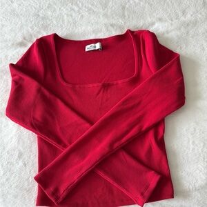 Hollister Red Ribbed Top size S